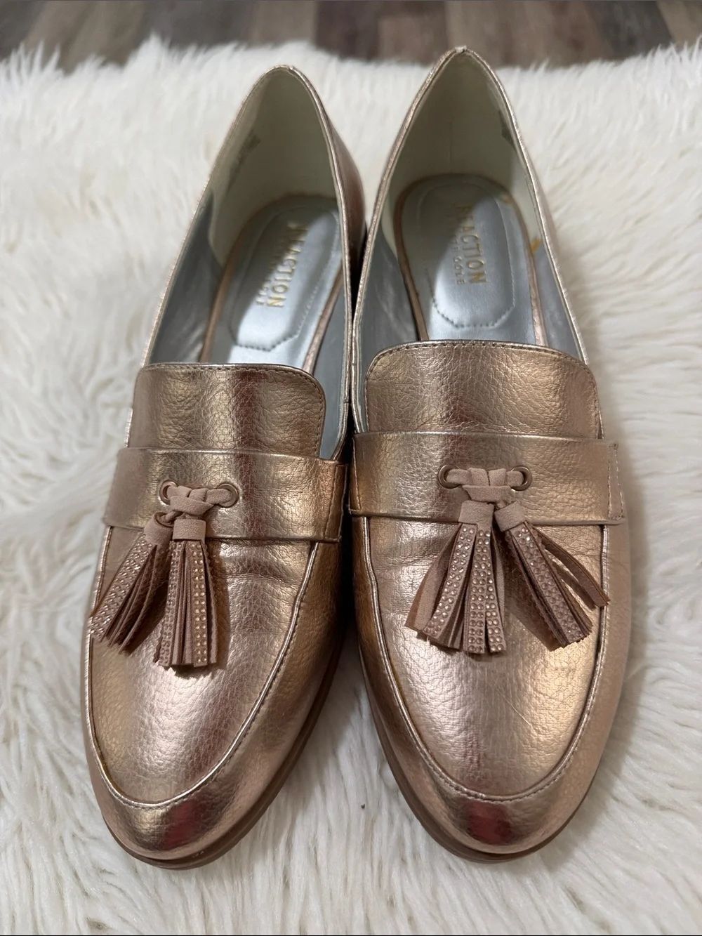 Kenneth Cole Reaction Rose Gold Tassel Loafers